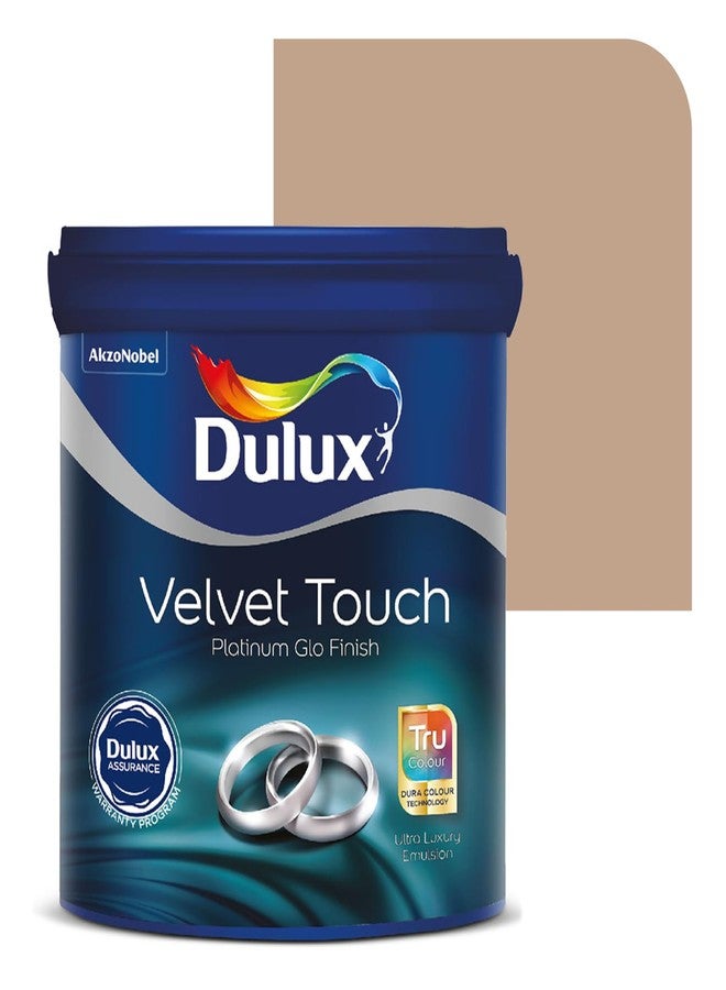 Dulux Platinum Glo Super Premium Interior Emulsion Paint For Walls With 6 Years Warranty| Rich Matte Finish | Dirt & Dust Resistant | Smooth Colors, Tan/Beige(1 Litre,Hudson River Stone) - Image 1